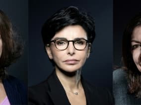 Montage de trois candidates à la mairie de Paris: Anne Hidalgo (d) le 11 février 2020, Rachida Dati (c) le 25 novembre 2019 et Agnès Buzyn le 26 février 2020
