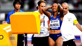 Brianna McNeal après son faux-départ aux Championnats du monde de 2019