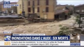 Inondations dans l'Aude: une habitante de Couffoulens témoigne, "on s'est réfugiés à l'étage, l'eau est monté jusqu'à 2m50 de haut"