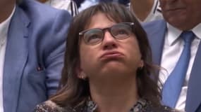 Fayza Lamari, la mère de Kylian Mbappé, lors de sa présentation au Real Madrid, le 16 juillet 2024