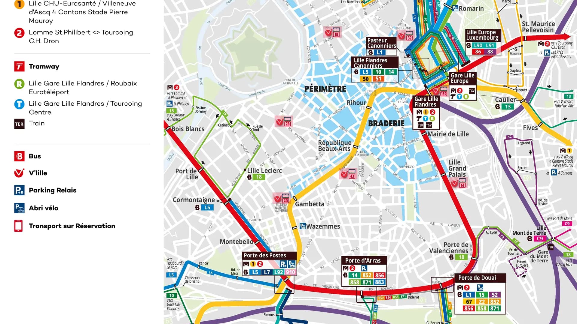 Le périmètre de la braderie de Lille et le plan des transports pour l'édition 2023.