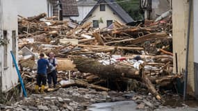 Des maisons détruites par les inondations à Schuld, au sud de Bonn (Rhénanie-Palatinat), en Allemagne, le 15 juillet 2021