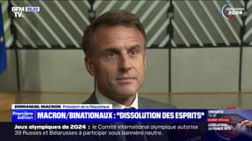 "Une dissolution des esprits": Emmanuel Macron dénonce les propos du RN sur les binationaux
