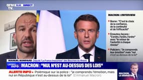 "Il doit le rappeler à l'ordre et le sanctionner": Manuel Bompard reproche à Emmanuel Macron de ne pas avoir recadré le directeur de la Police nationale
