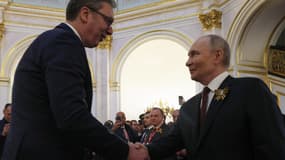 Le président serbe Aleksandar Vucic et le chef d'Etat russe Vladimir Poutine