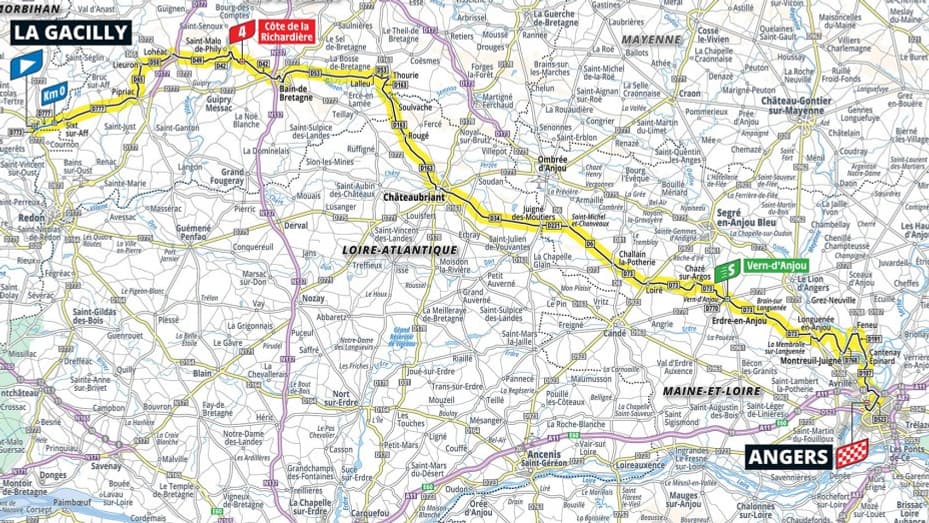 La carte de la troisième étape du Tour de France féminin 2025 La carte de la troisième étape du Tour de France féminin 2025