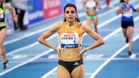 Emma Oudiou lors des championnats de France d'athlétisme à Liévin, en février 2020.