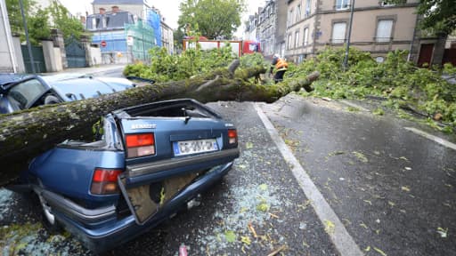 Des vents soufflant jusqu'à 124 km/h ont été mesurés dans le sud de la France, provoquant de gros dégâts, comme ici, mercredi, à Limoges..