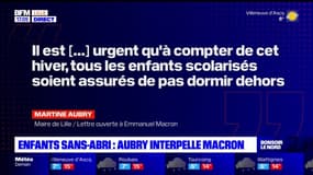 Martine Aubry écrit à Emmanuel Macron sur l'hébergement des enfants sans-abri