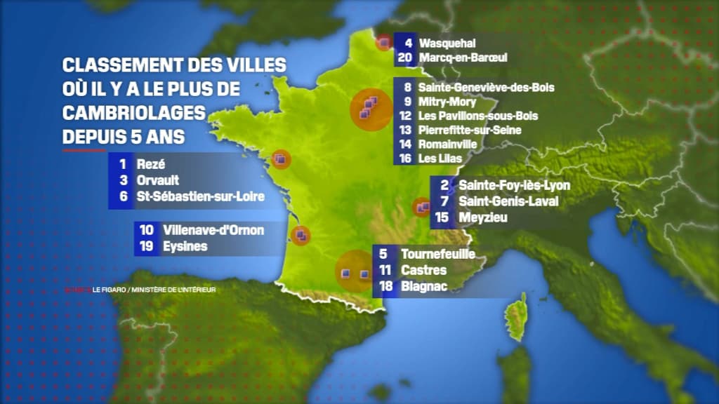 Classement des villes où il y a eu le plus de cambriolages entre 2016 et 2021 Classement des villes où il y a eu le plus de cambriolages entre 2016 et 2021
