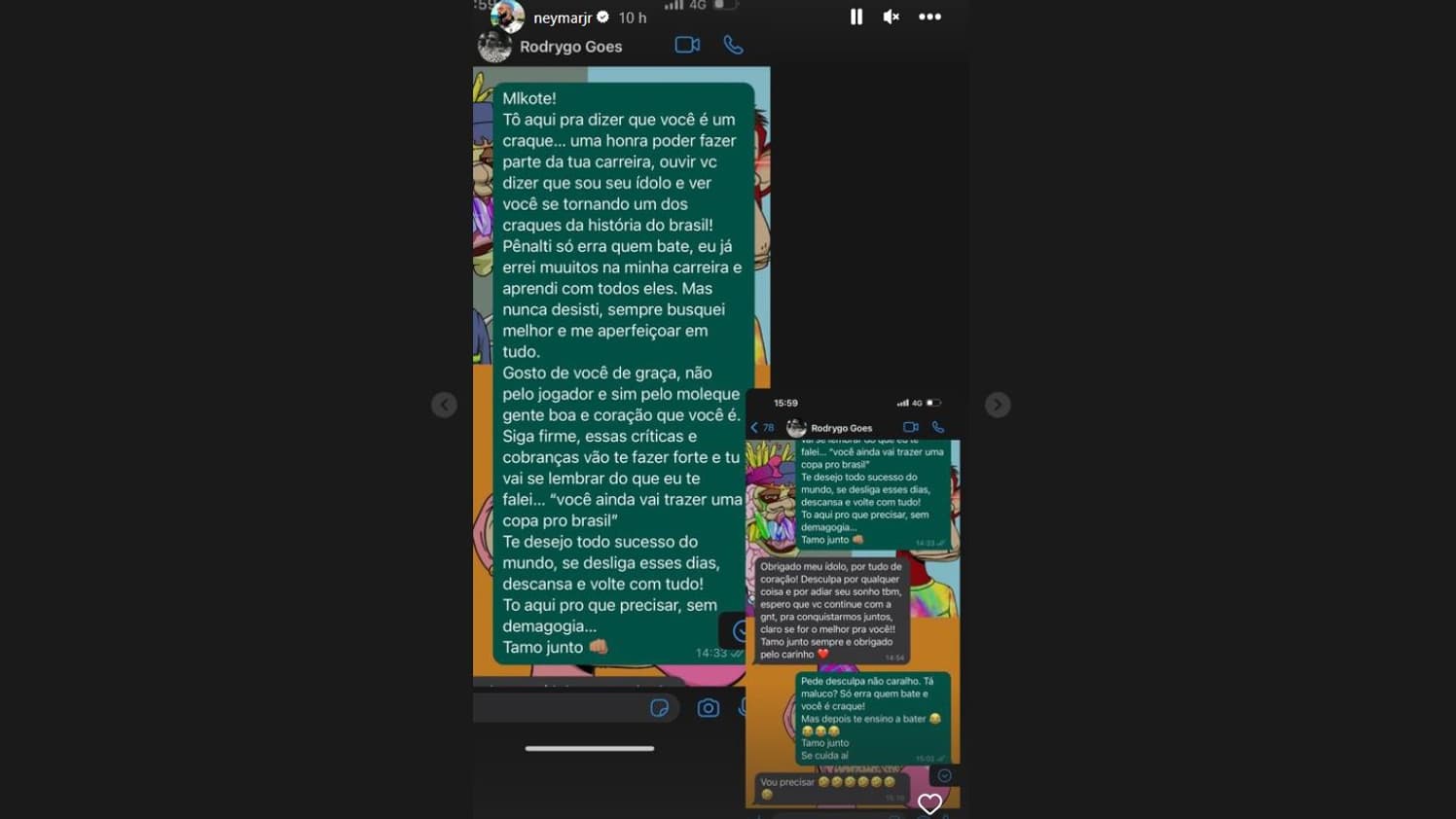 Les messages entre Neymar et Rodrygo Les messages entre Neymar et Rodrygo
