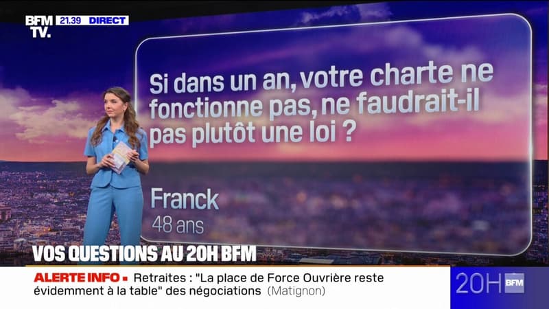 VOS QUESTIONS AU 20H BFM - Si dans un an votre charte ne fonctionne pas, ne faudrait-il pas plutôt une loi ?