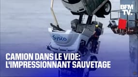 Aux États-Unis, les images d'un sauvetage héroïque après qu'une conductrice est restée suspendue dans le vide dans la cabine de son camion 