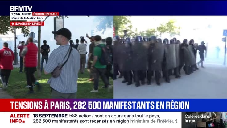 18 septembre: quelques incidents entre manifestants et forces de l'ordre sur la place de la Nation