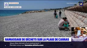 Nice: des étudiants ramassent des déchets sur la plage de Carras