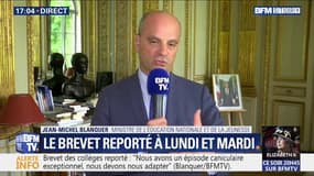 Brevet des collèges reporté: Jean-Michel Blanquer avance "un enjeu de sécurité et de santé des élèves"