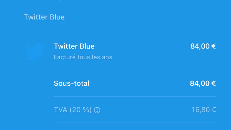 Les tarifs affichés par Twitter ne comportent pas la TVA