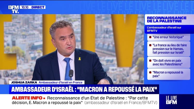 Pour l'ambassadeur d'Israël en France, la reconnaissance de l'État palestinien remet en question 