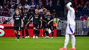 La joie des joueurs de Besiktas lors de leur victoire à Lyon (0-1, Ligue Europa), le 24 octobre 2024