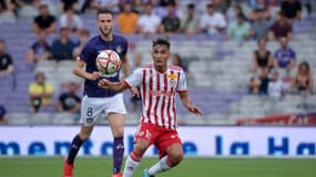Qazim Laci lors de Toulouse - Ajaccio, 2-2, lors de la première journée de Ligue 2.