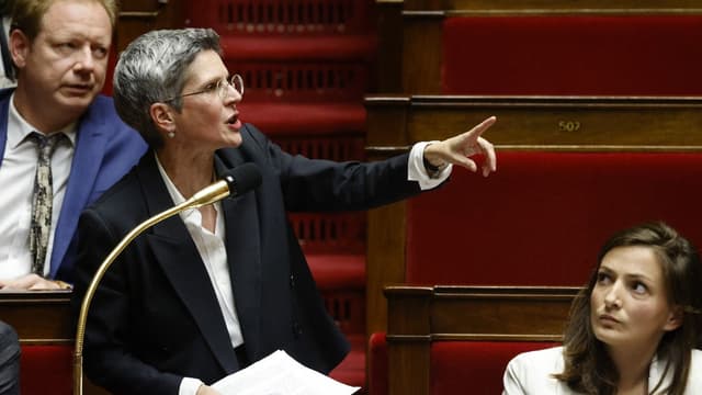 Sandrine Rousseau prend la parole lors d'une séance publique à L'Assemblée nationale, le 3 octobre 2022.