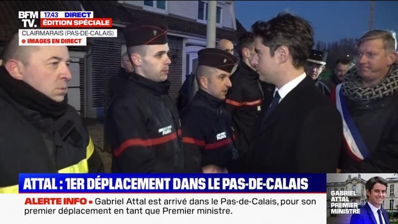 Crues: Gabriel Attal est arrivé dans le Pas-de-Calais pour son premier déplacement en tant que Premier ministre