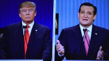 Donald Trump et son rival Ted Cruz, lors d'un débat télévisé entre candidats républicains.