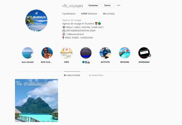 Capture du compte Instagram de l'agence Valbuenux.