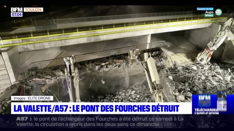 Var: sur l'A57, le pont de La-Valette-du-Var a été détruit