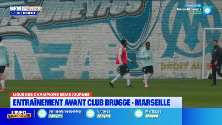 L'OM s'entraîne avant son déplacement à Bruges en Ligue des Champions