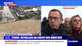 Crues: "Il faut faire obstacle aux charognards, qui profitent de la souffrance des autres", indique Bruno Retailleau, ministre de l'Intérieur
