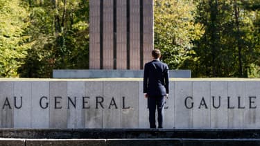 Emmanuel Macron, en 2018, à Colombey-les-Deux-Eglises.