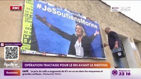 Opération tractage pour le Rassemblement national avant le meeting prévu dimanche à Paris