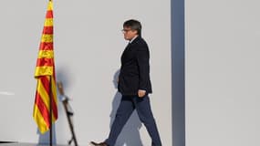 Carles Puigdemont lors de son retour à Barcelone, avant de prononcer un discours, le 8 août 2024