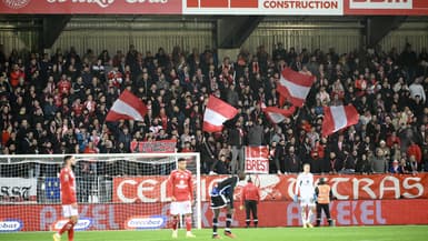 Des supporters de Brest, au Stade  Francis-Le-Blé le 7 décembre 2023