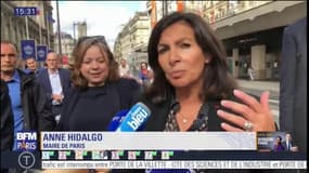 Anne Hidalgo inaugure la nouvelle piste cyclable rue de Rivoli.. à Vélib'