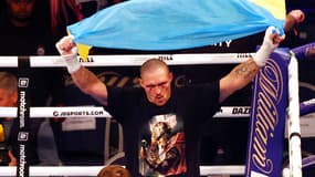 Le boxeur ukrainien Oleksandr Usyk après sa victoire sur Anthony Joshua pour les titres IBF-WBA-WBO des lourds en septembre 2021