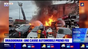 Draguignan: une casse automobile prend feu, une vingtaine de véhicules brûlés