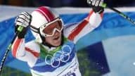 L'Autrichienne est championne olympique de Super G.