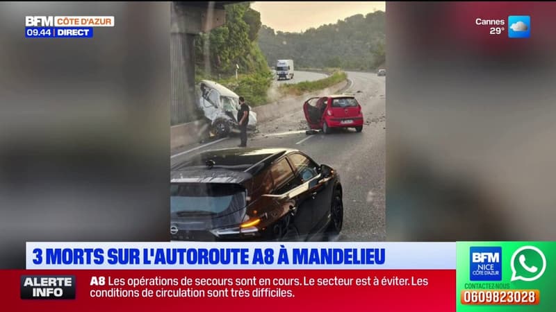 A8: trois personnes sont mortes dans un accident au niveau de Mandelieu-la-Napoule 