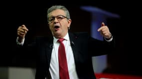 Jean-Luc Mélenchon (LFI), candidat à la présidentielle 2022, lors d'une convention à Reims, le 17 octobre 2021