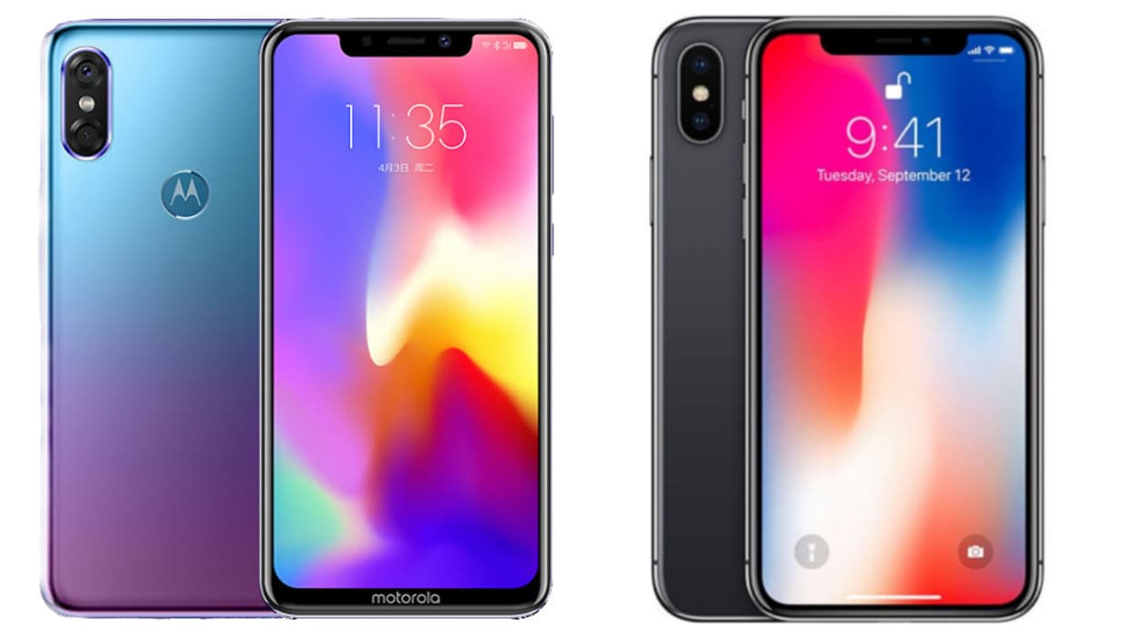 A gauche, le Motorola P30 et à droite, l'iPhone X A gauche, le Motorola P30 et à droite, l'iPhone X