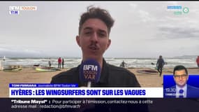 Hyères: les amateurs de sports nautiques profitent des vagues