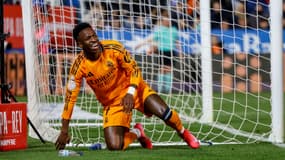 Vinicius en difficulté lors du quart de finale de Coupe du roi entre Leganés et le Real Madrid, le 5 février 2025