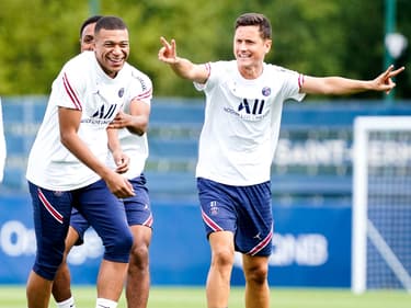 Kylian Mbappé et Ander Herrera, au Camp des Loges le 10 septembre 2021