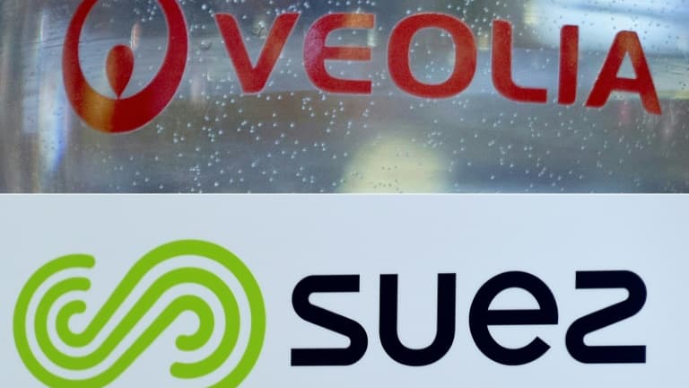 Combo des logos de Suez et Veolia, le 14 septembre 2020