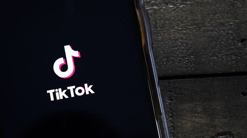 Un portable ouvert sur l'application TikTok.