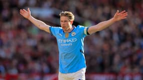 Le meneur de Manchester City Kevin De Bruyne face à Manchester United le 7 avril 2025