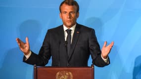 Emmanuel Macron, au sommet sur le climat organisé au siège de l'ONU, à New York. 