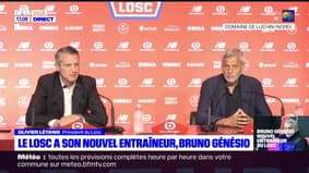 Olivier Létang, président du Losc, ravi de présenter à la presse le nouvel entraîneur du club, Bruno Génésio